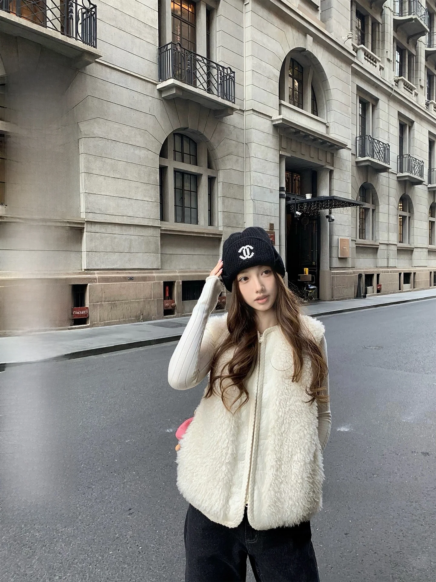 

Versatile Walnut a Furry Small Roll Teddy Velvet Painted Leather Jaet Casual Sle Stand Size Polyester Fiber