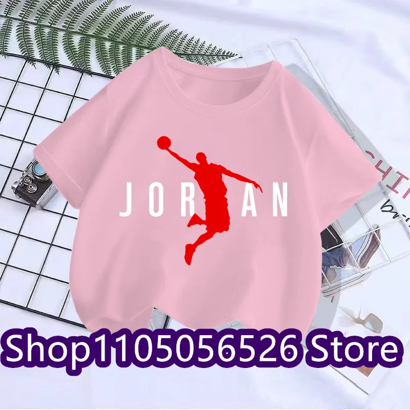 Summer casual children's Jordan print breathable T-shirt fashion short sleeved sports T-shirt top boys and girls clothes