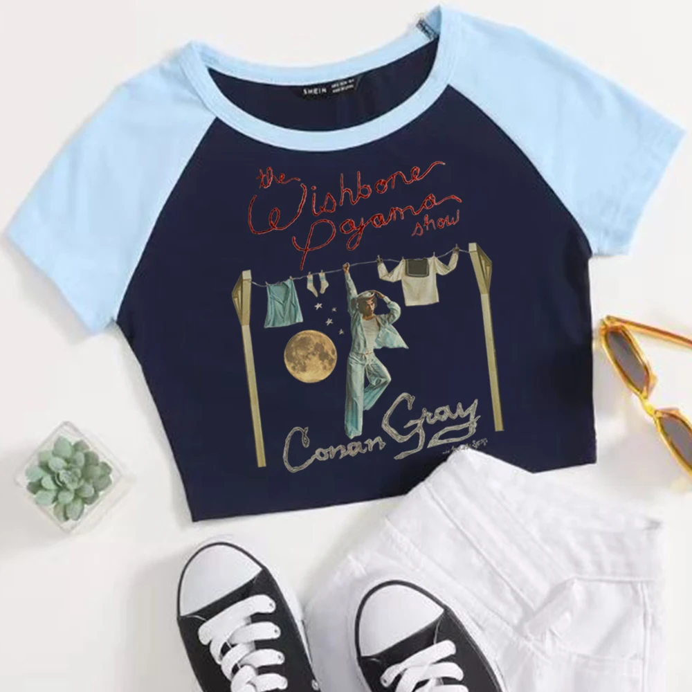 Conan Gray Announces The Wishbone Pajama Show Tour Crop Tops T-Shirt Girls Fashion Women O-Neck Short Sleeve Swiftie Gift