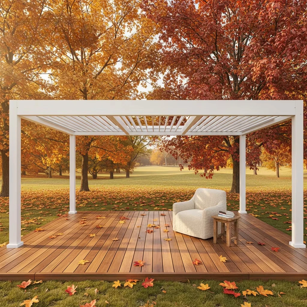 Easy Install Aluminum Pergola Kit, Adjustable Louver Roof Waterproof Outdoor Pavilion Sunshade Structure for Patio Garden Yard