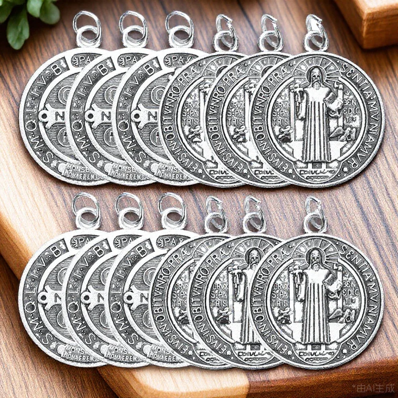 12Pcs Metal Pendant Charms Saint Necklace Keychain DIY Craft Jewelry Making Christian Gift Decorative Ornament