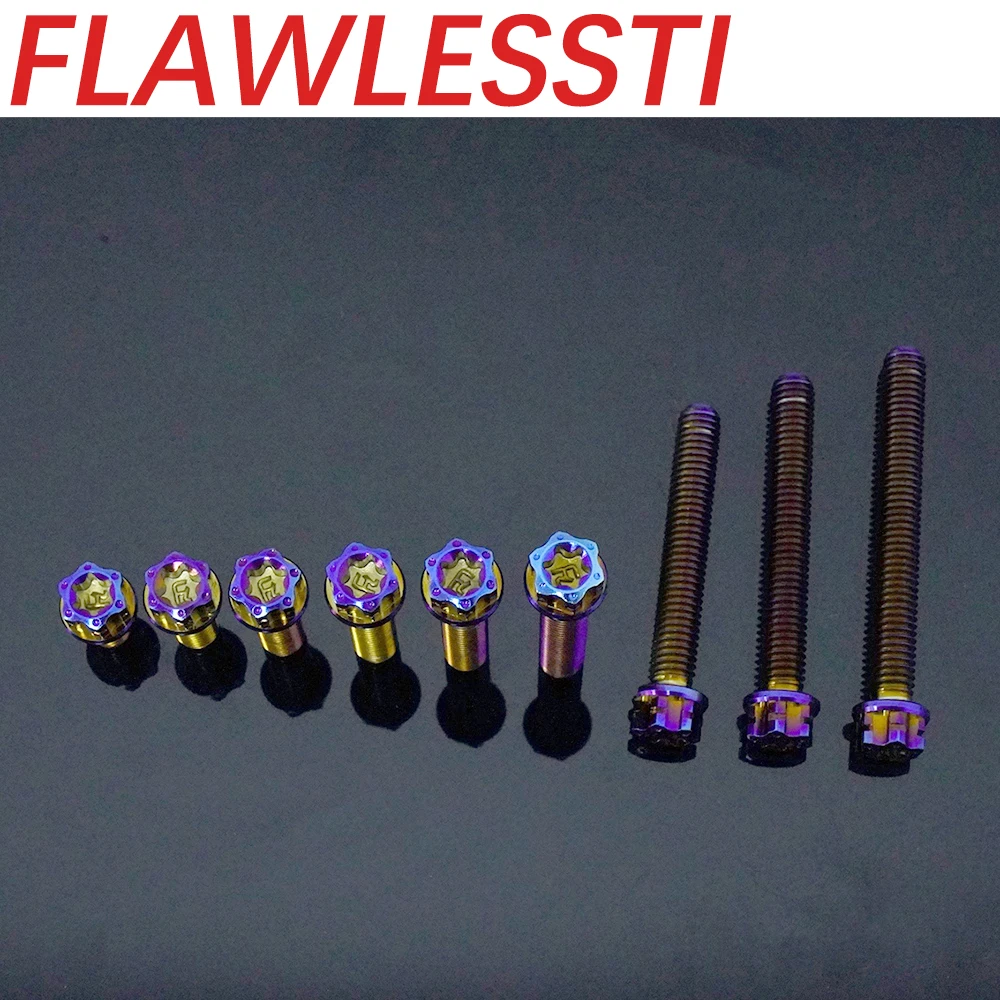 Flawlessti สลักเกลียวไทเทเนียม Gr5 M6x10-50สลักเกลียวเครื่องยนต์สลักเกลียวปั๊มเบรก