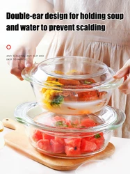 Crystal Bowl with Lid Borosilicate Glass High Temperature Bowl Oven Microwave Oven Applicable