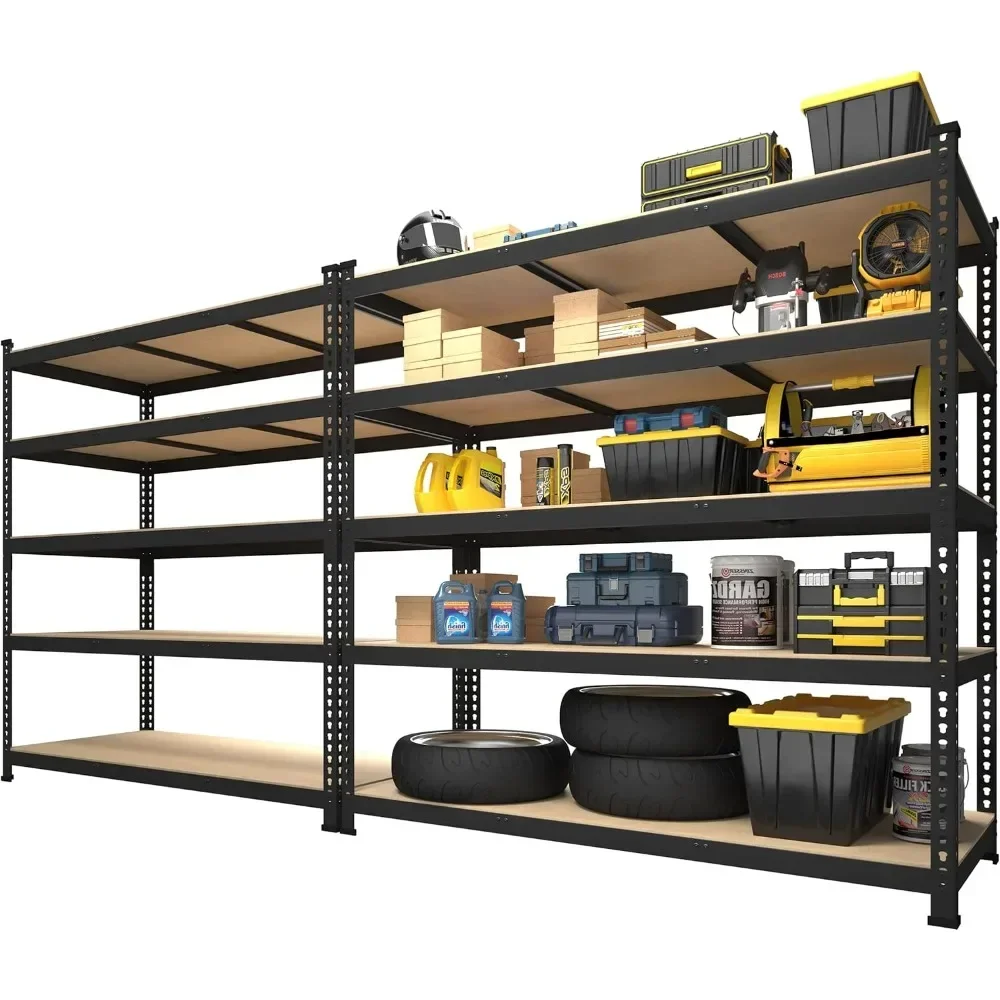 2 Pack Storage Shelves-5 Tier Heavy Duty Adjustable Garage Storage Shelving, Metal Storage Utility Rack Shelf  closet organizer