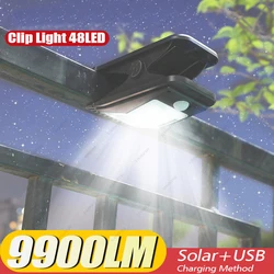YD-18 Solar Clip Light Outdoor Portable Waterproof Body Sensor Lamp Courtyard Garden Lamp Patio Home Camping Wall Lights