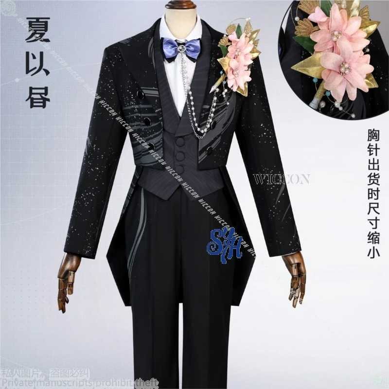 

Caleb Cosplay Anime Game Love And Deepspace 코스프레 Wedding Uniforms Black Flower Bow Costume Tuxedo Halloween Christmas Roleplay