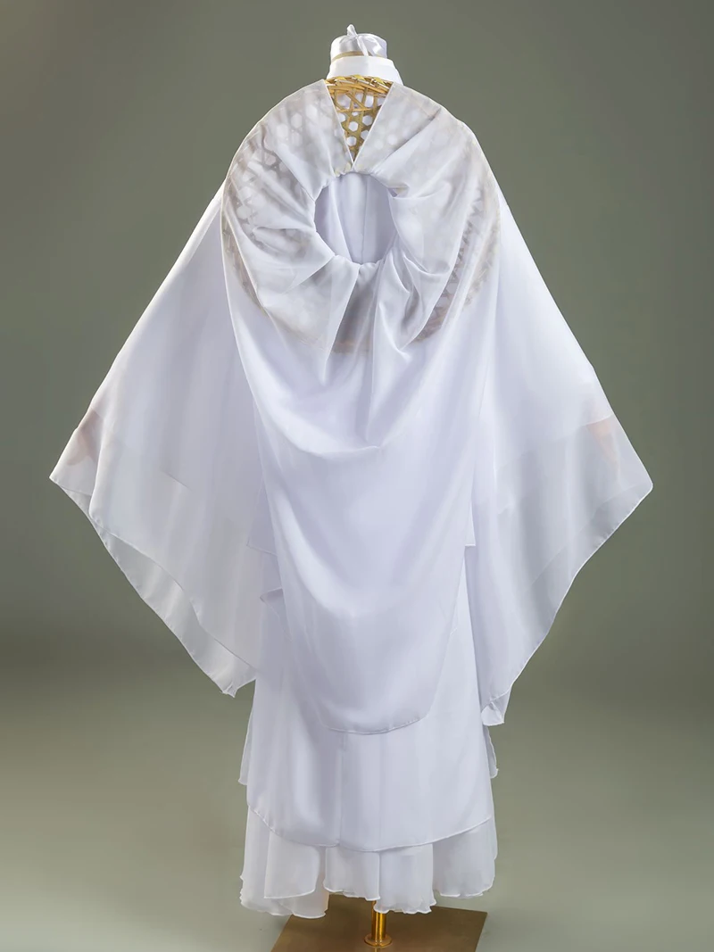 Heaven Official's Blessing Xie Lian disfraz de Cosplay sombrero de bambú pelucas Prop White HanFu Outfit Tian Guan Ci Fu sombrero para Halloween