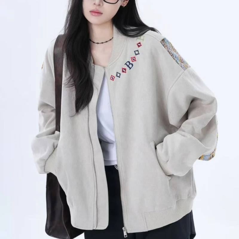 

Зимнее элегантное теплое пальто в американском стиле ретро, женское винтажное свободное дизайнерское модное повседневное пальто Haajuku, женская спортивная куртка в стиле панк, новинка