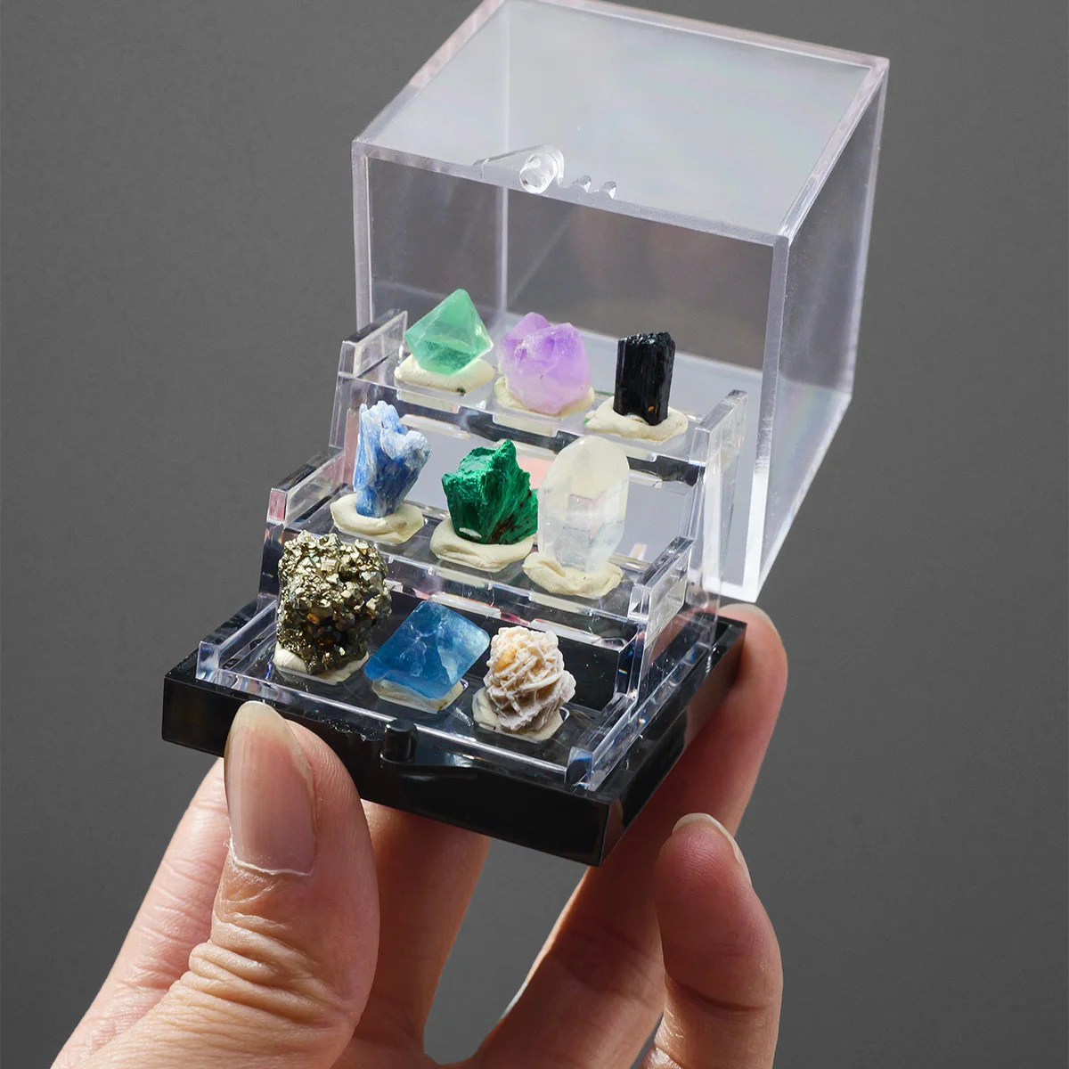 1PC Natural Crystal Mini Mine Standard Raw Stone Box Packed Collection Teaching Gifts Energy Box Specimen Christmas New Style