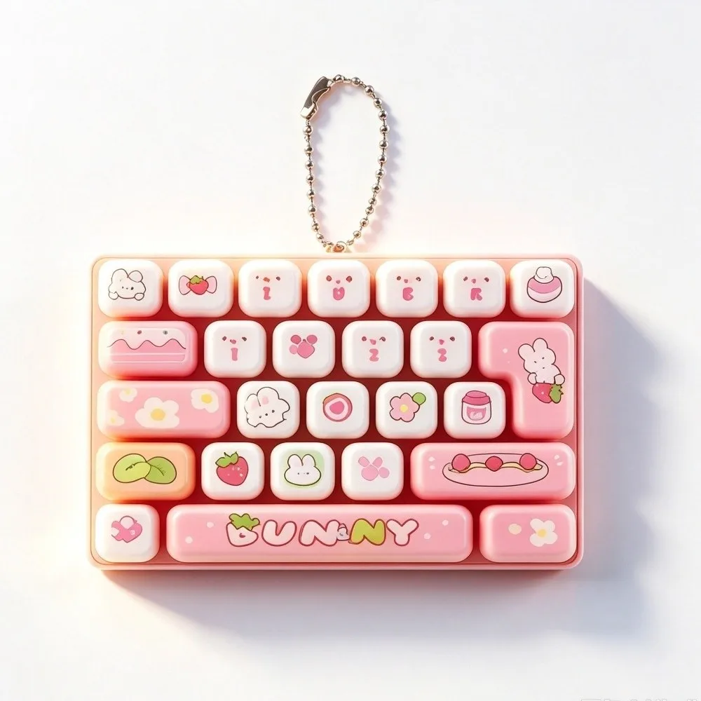 Cartoon 26 Keys Keyboard Keychain Mini Animals Keyboard Clicker Keychain Relaxed Creative Fingertip Button Keyring Office Use
