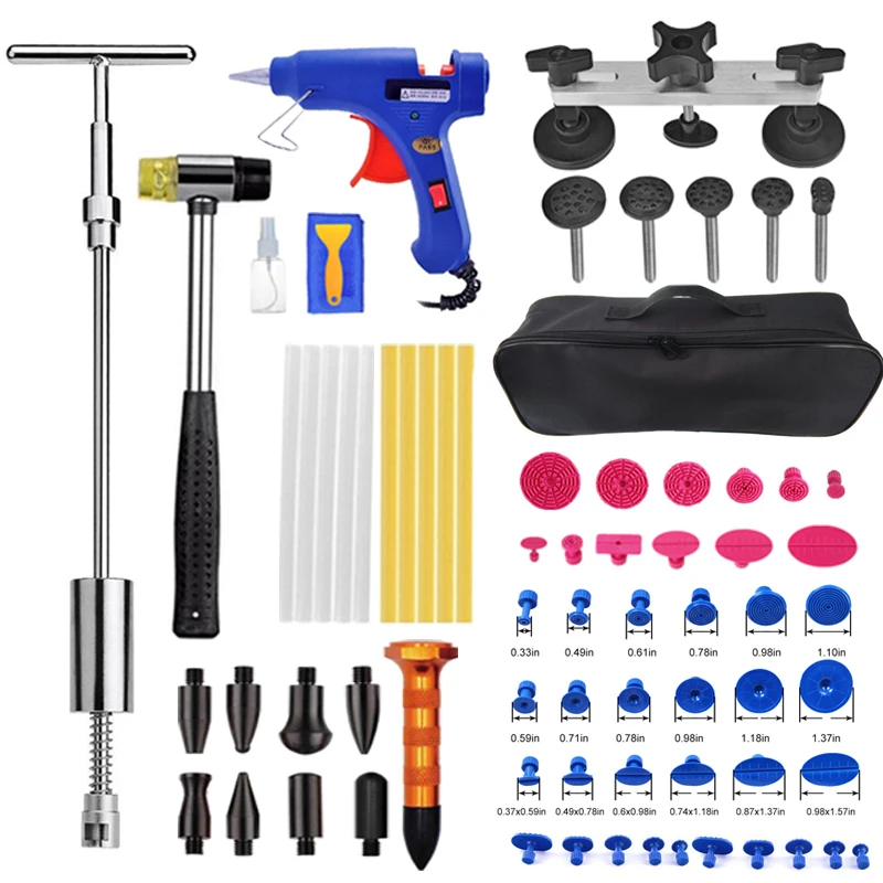 Professional Car Dent Repair Tool Kit Auto Body Sheet Metal Paintless Hail Pit Puller Rubber Hammer Fix Tools Set