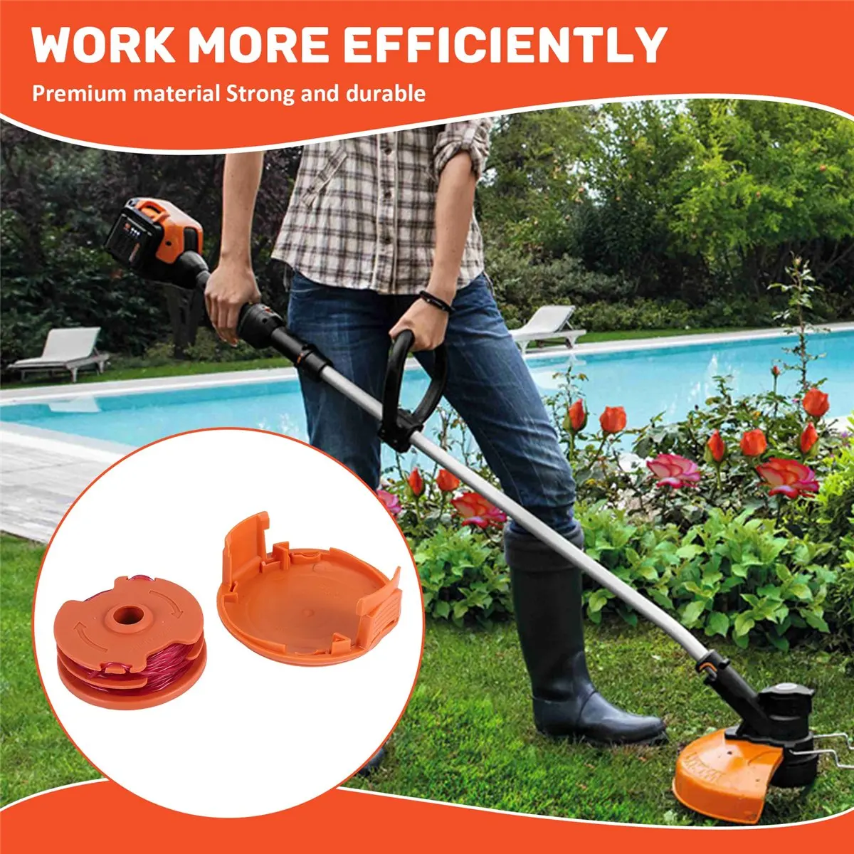 

ABNM Weed Eater Replacement Spools for Worx WA0007 WG116 WG119 String Trimmer Edger Spool Line Refills Parts Auto-Feed