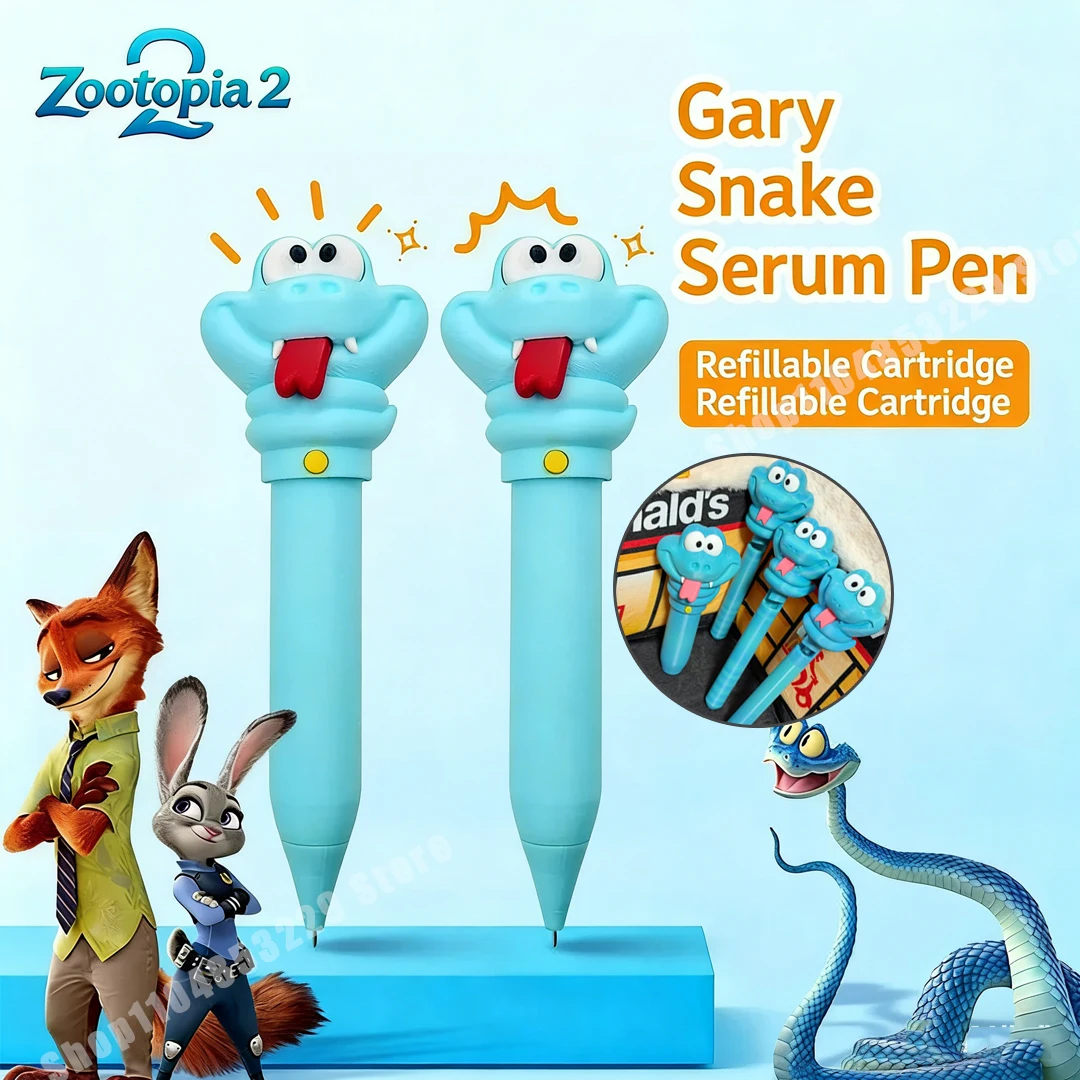 Disney Zootopia 2 Merch: حامل أقلام Gary the Snake وقلم الكتابة / قلادة لعبة الرسوم المتحركة العصرية - هدية مثالية لعيد الميلاد/العطلة
