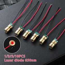 1/3/5/10pcs Laser diode 650nm 6mm 3V 5 million watt Adjustable Laser Dot Diode Module Red Copper Head