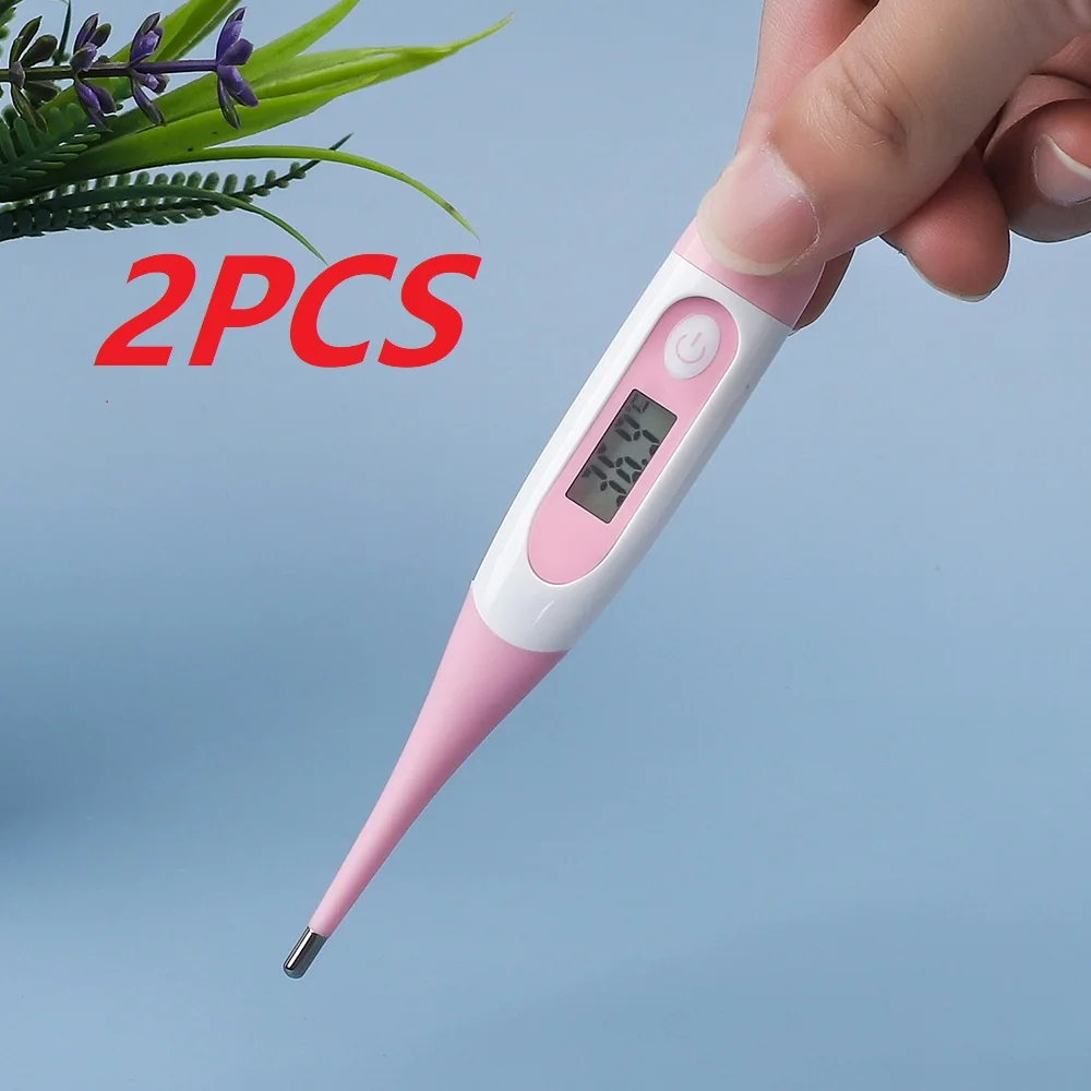 2Pcs Thermometer for Fever Digital Basal Body Oral Armpit or Rectal Electronic LCD Display High-Precision Measurement Hot Sale