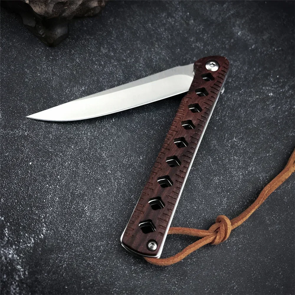 

High Quality D2 Blade Rosewood Handle Folding Pocket Knife Tactical Hunting Camping Survival EDC Outdoor Rescue Tool Knife