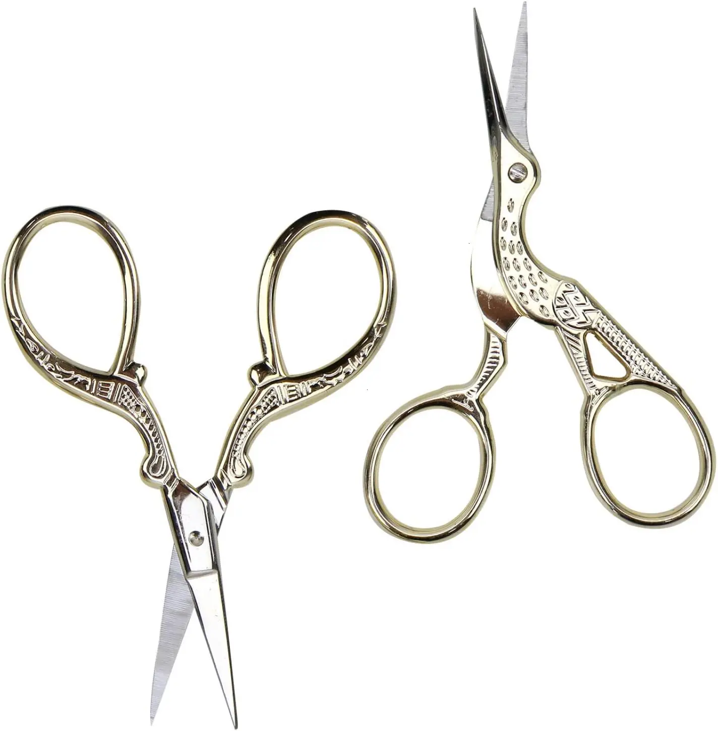 Embroidery Scissors Vintage 2 Pcs Stainless Steel Stork Scissors Small Sewing Scissors Sharp 3.6 Inches Crochet Scissors for art