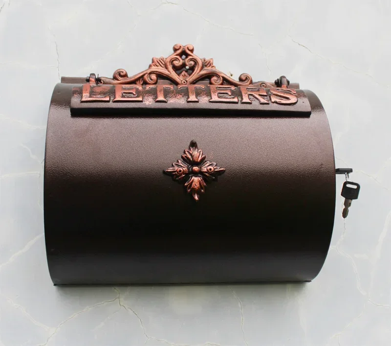 Antique Copper Aluminium Letter Box - Horizontal Cylinder for Home Garden/Outdoor Magazine Storage (WF)