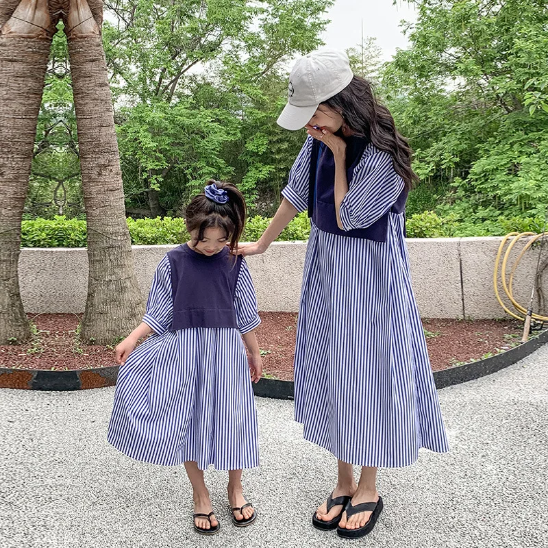 Baby Mom Daddy Matching Fashion Clothes for The Whole Family Trip Beach Outfits 2023 Korean Mother Daughter Dress Dad Son Sets