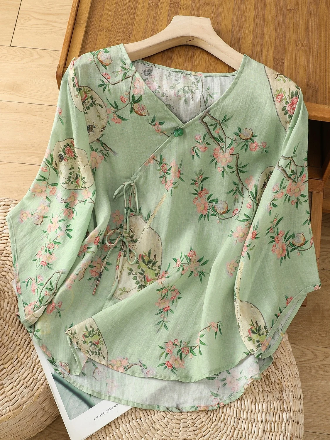 Nuovo Cinese Sle Tendenza Nazionale Obi Tie Lino irt Donne Estate Sottile Quali Anti Invecchiamento V-ne Button down Hanfu Piccolo irt