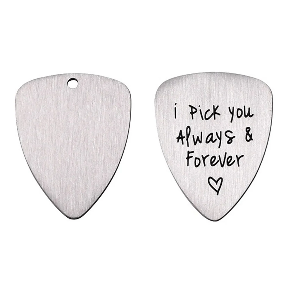 Guitar Pick Letter Carved Ukulele Necklace Titanium Steel Musical Instrument Accessory