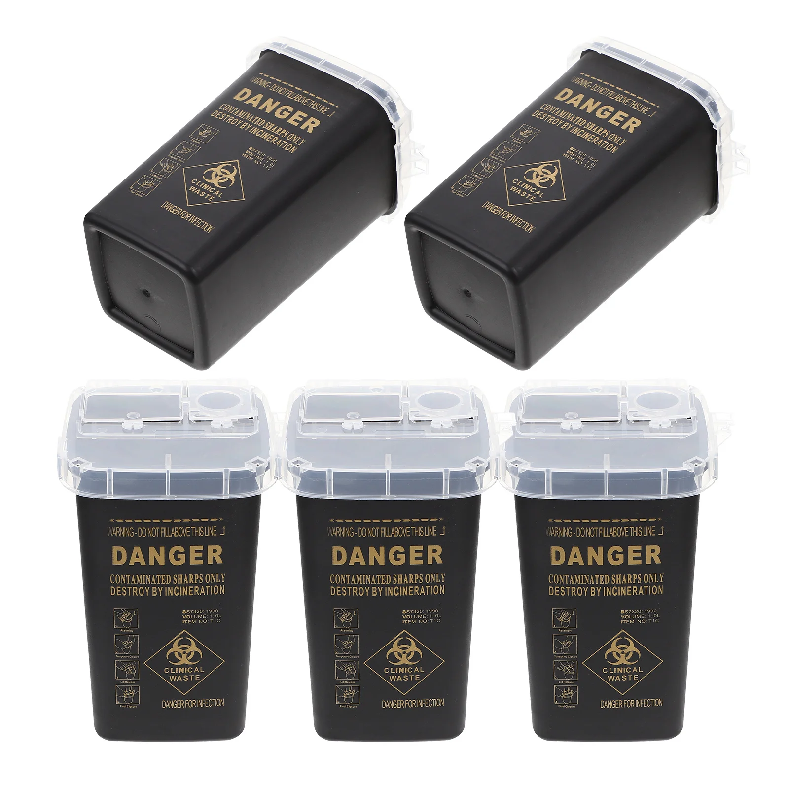 

5Pcs Tattoo Waste Needle Bin Strong Leakproof Sharps Storage Container Professional Needle Disposal Bucket for Tattoo Artists