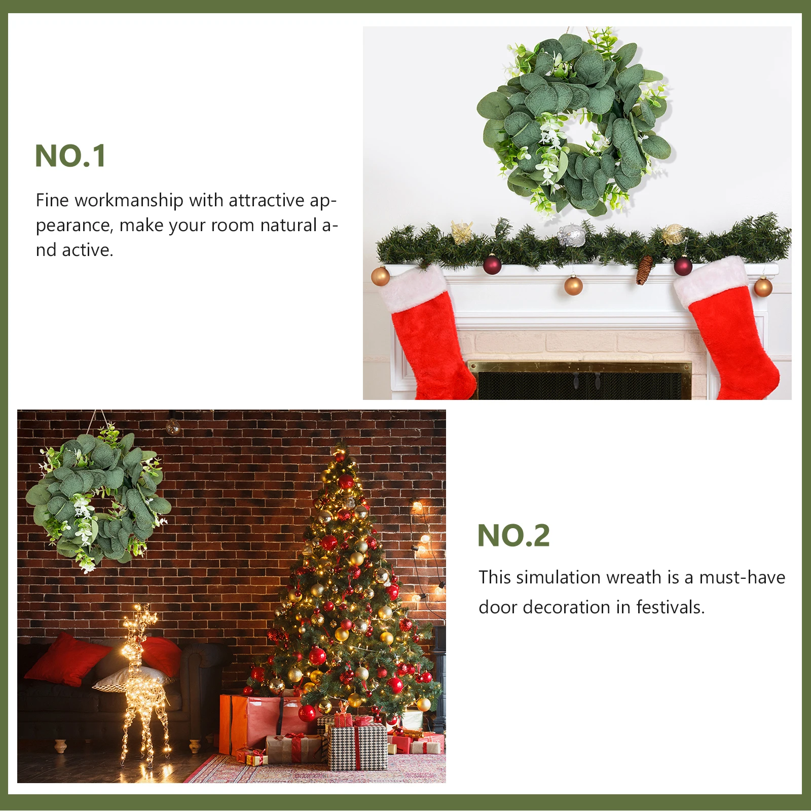 

Artificial Garland Spring Wreath Simulation Leaf Decorative Door Wall Pendant Pp Hanging Green Wreath Decor Rustic Hanging Decor