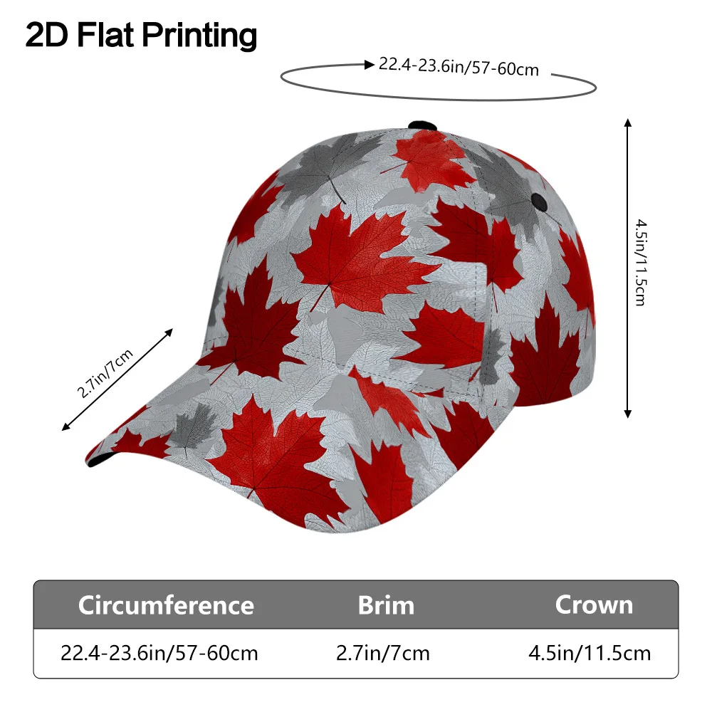 Custom 1pc 2D Flat Canada Day Maple Leaves Printed Baseball Cap, Lightweight, Sun-Proof, Stylish Design, Machine Washable