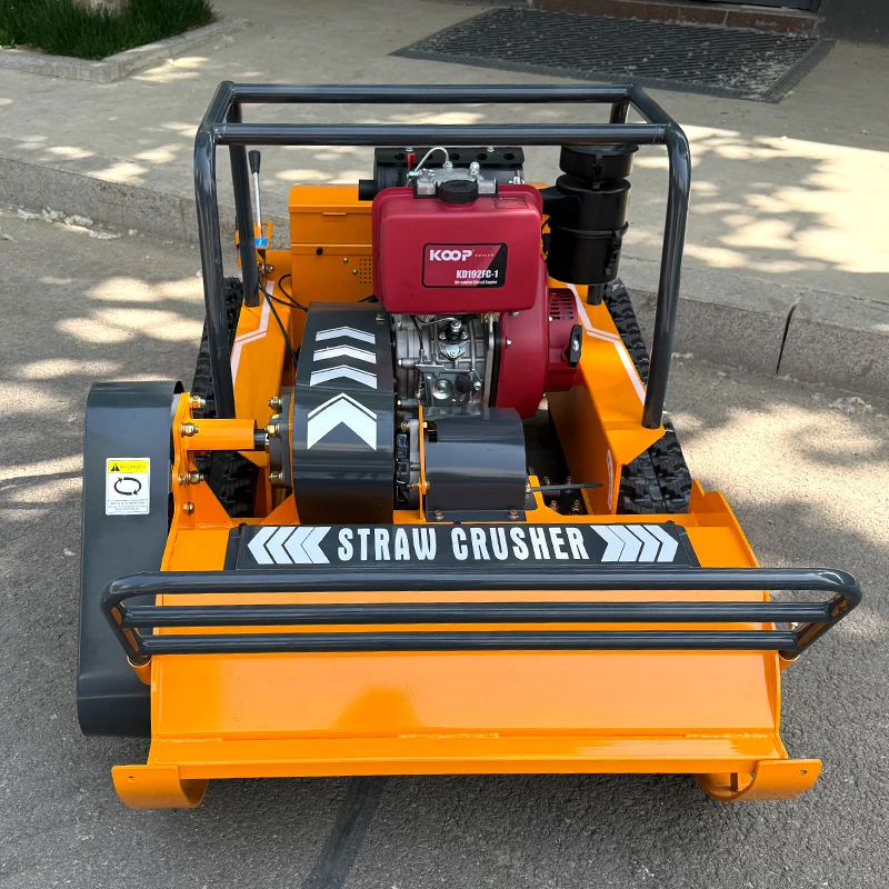 Customized Industrial Grade Weeding Machine 24V Rubber Tired Automatic Flail Type Tracked Lawn Mower Robot