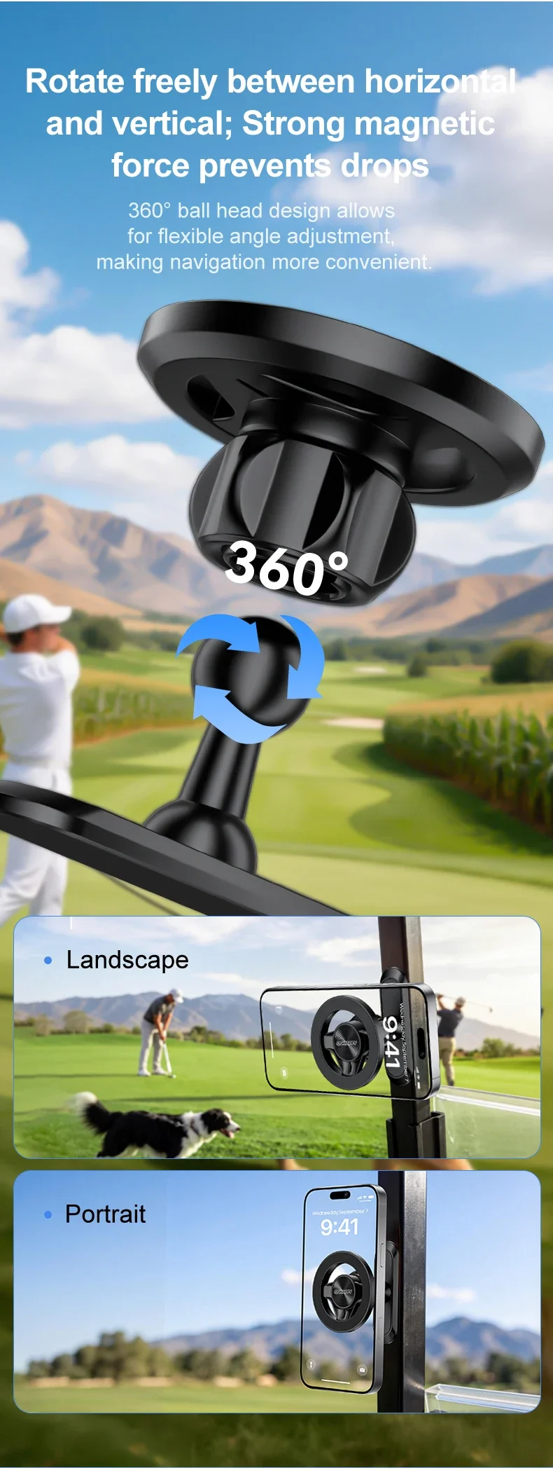 Dualer Starker Magnetischer Handyhalter fürs Auto, 360° ° Verstellbarer Metallständer für MagSafe, für iPhone 16 15 Pro Samsung Xiaomi Gym – Detail 4