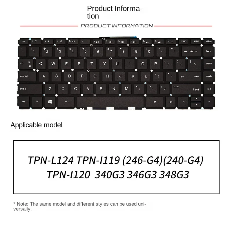 Applicable replacement For HP TPN-l124 I119 L120 i120 246 240G4 346g3 14-AC Laptop keyboard