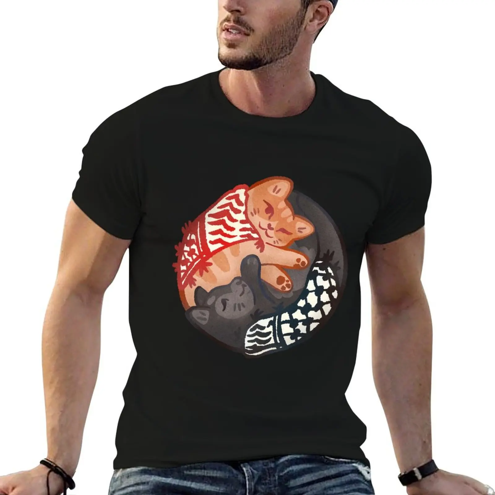 Catffiyeh (Arabic cats wearing Kufiya) T-Shirt Classic Basic Casual T-Shirt