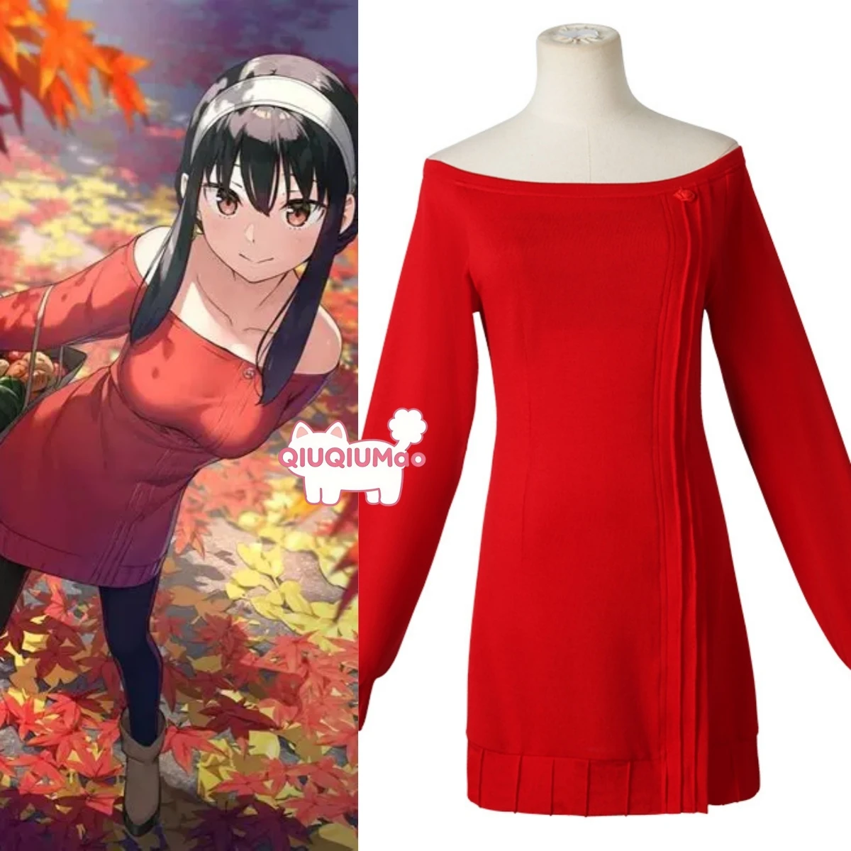 

Popular SPY×FAMILY Cosplay Costume Anime Yor Forger Role Playing Fashion Red Sweater Outfit for Women Adult Comic Con Party Set