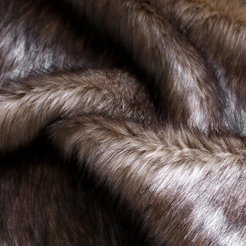 Faux fox fur grass cloth thick coat long hair big clothes designer brown autumn winter fabric for clothing plush fur tissu telas