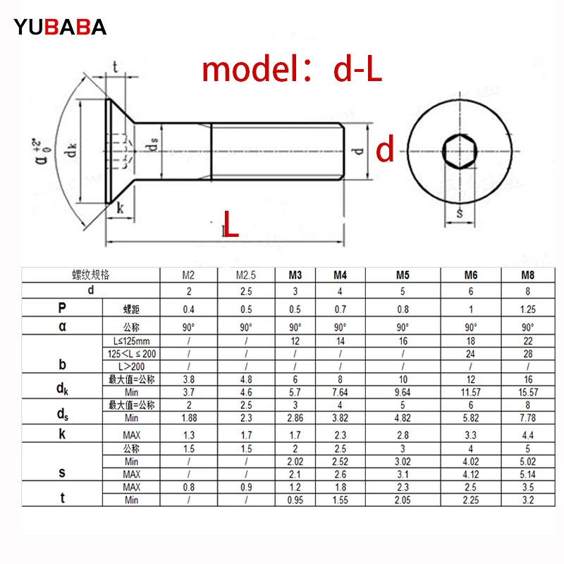 M5 M6 M8 M10 304 Stainless Steel Hexagon Hex Socket Countersunk Screw Flat Head Screw Allen Bolts DIN7991