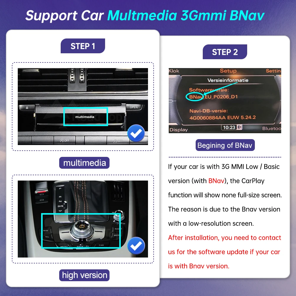 Kabelloses Carplay für Audi A4 B8 A5 Q5 2009-2015 Unterstützt Android Auto AirPlay Mirroring Rückfahrkamera USB Auto-Player – Detail 1