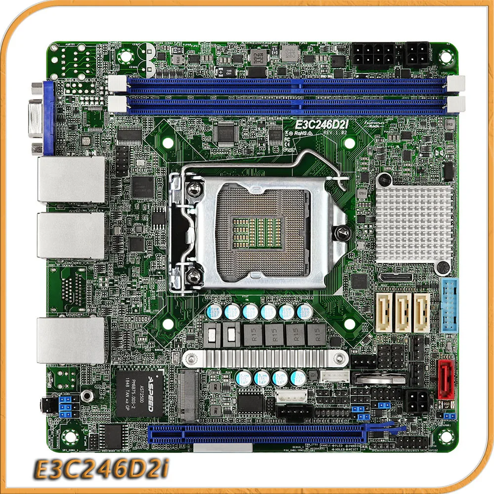 For Asrock Rack E3C246D2i Mini Server Board 1151XeonE-2100/E-2200