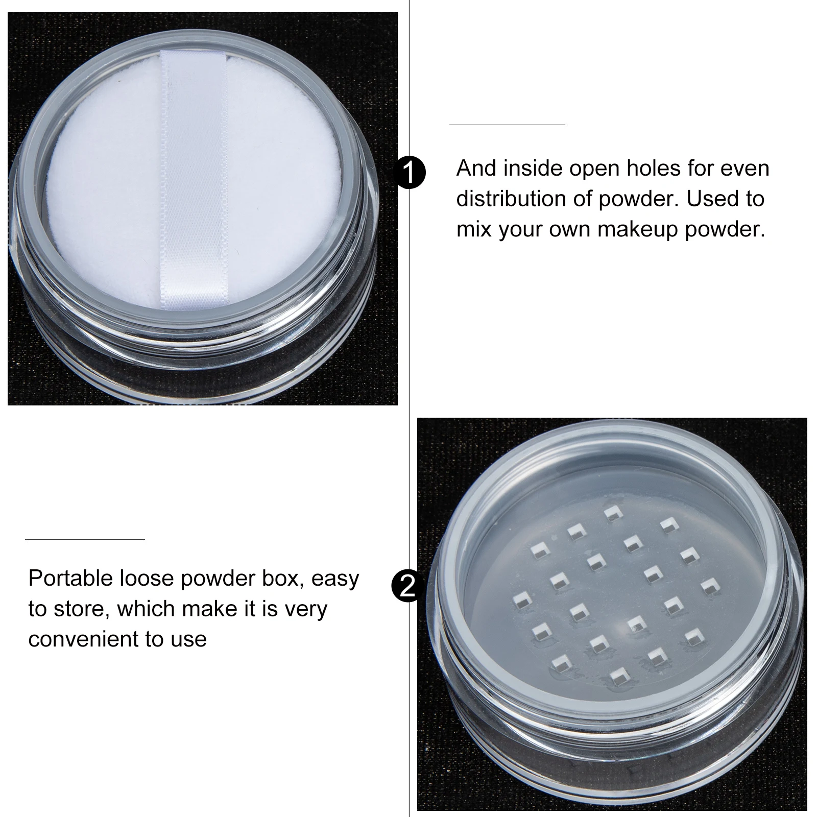 

4 Sets Powder Box Empty Container Makeup Loose Case Portable Pp Plastic Containers Travel