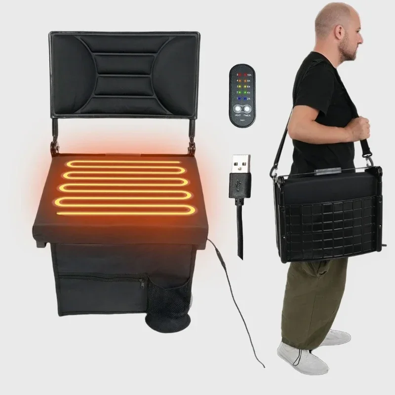 Portable Stadium With USB Heating Technology Ergonomic Backrest Storage Bag Outdoor Event Chair for Sports Game 87HA