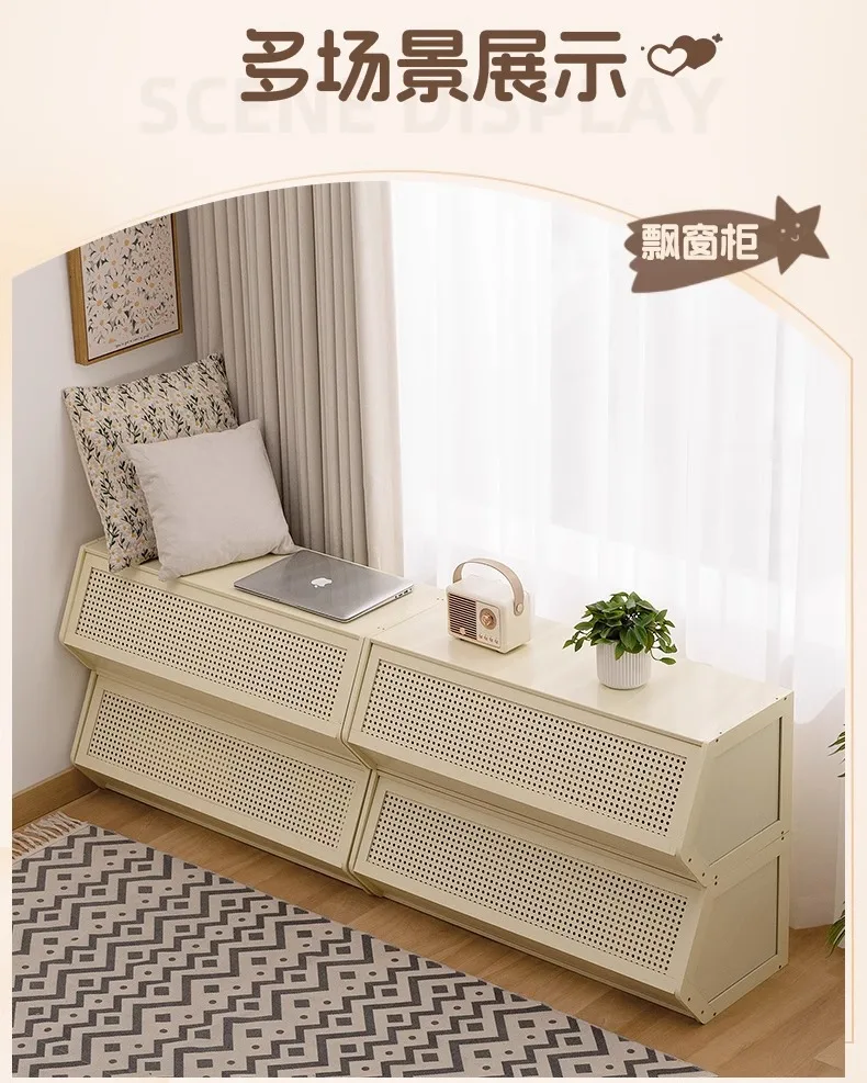 خزانة تخزين متعددة الوظائف قابلة للتكديس مع غطاء، صندوق تخزين متنوع، صندوق تخزين منزلي، خزانة بجانب السرير