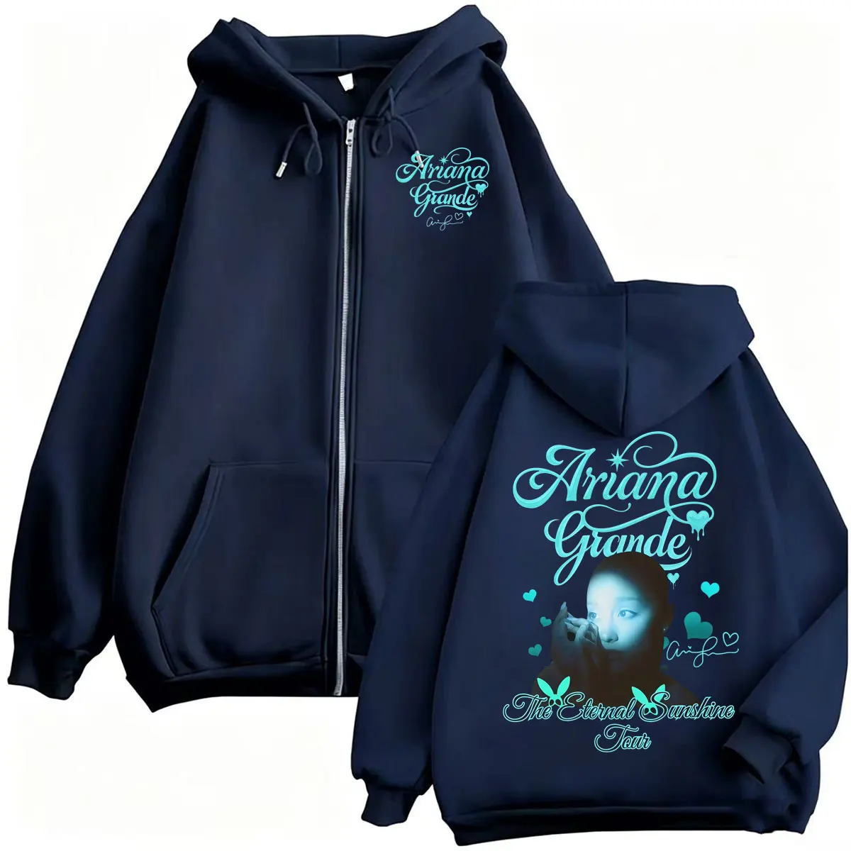 Ariana Grande Eternal Sunshine Tour Zip Up Hoodies Men Women Fashion Aesthetic Sweatshirt Jacket Coats Casual Cozy Zipper Hooded