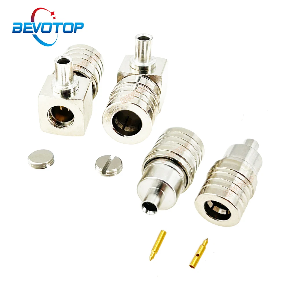 

BEVOTOP 10PCS/LOT QMA Male Plug Straight / Right angle 90° Connector 50 Ohm Crimp QMA Connector for RG405 086 Cable