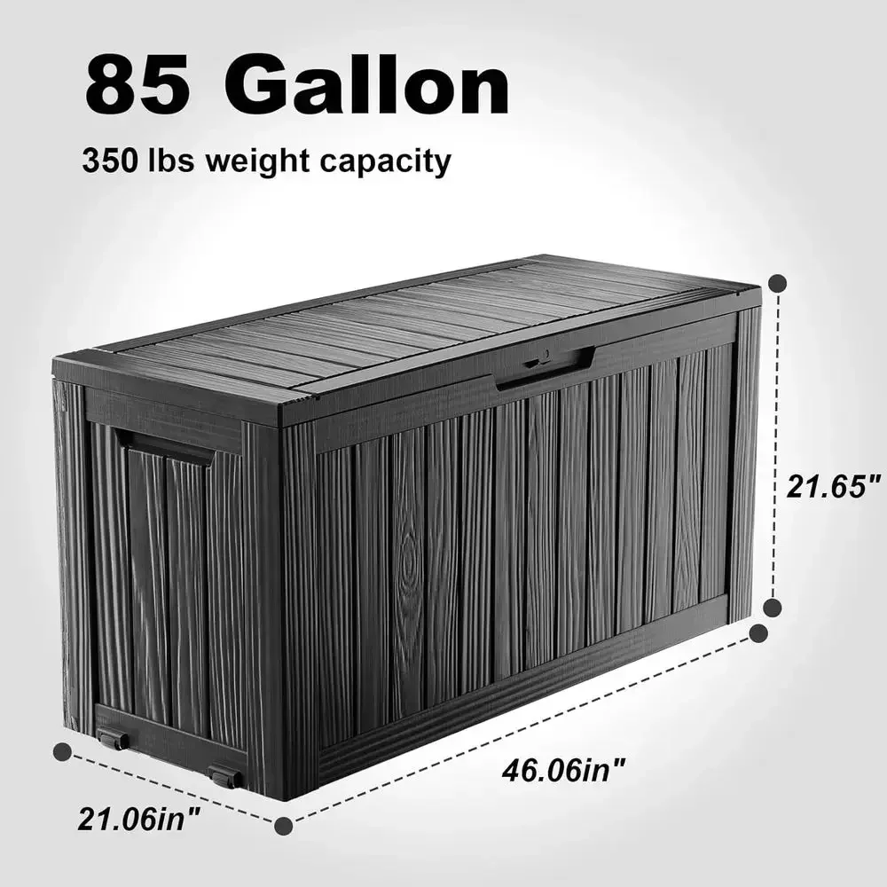 85 Gallon Wheeled Resin Deck Box - Lockable Outdoor Storage for Patio Cushions, Garden Tools, and Pool Accessories