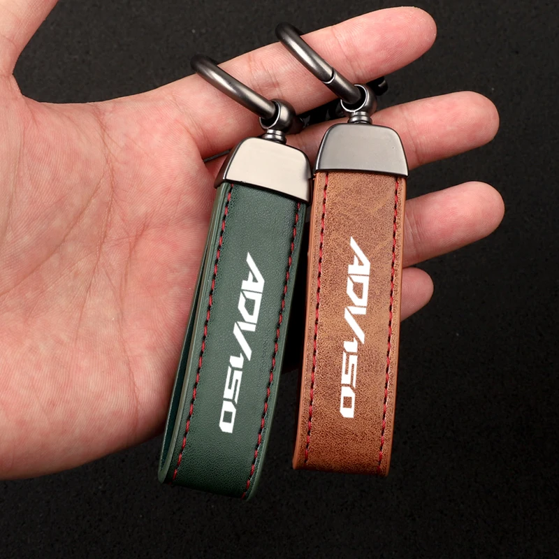 Premium material leather motorcycle key ring chain for HONDA ADV150 ADV 150 Motorcycle Accessories With LOGO