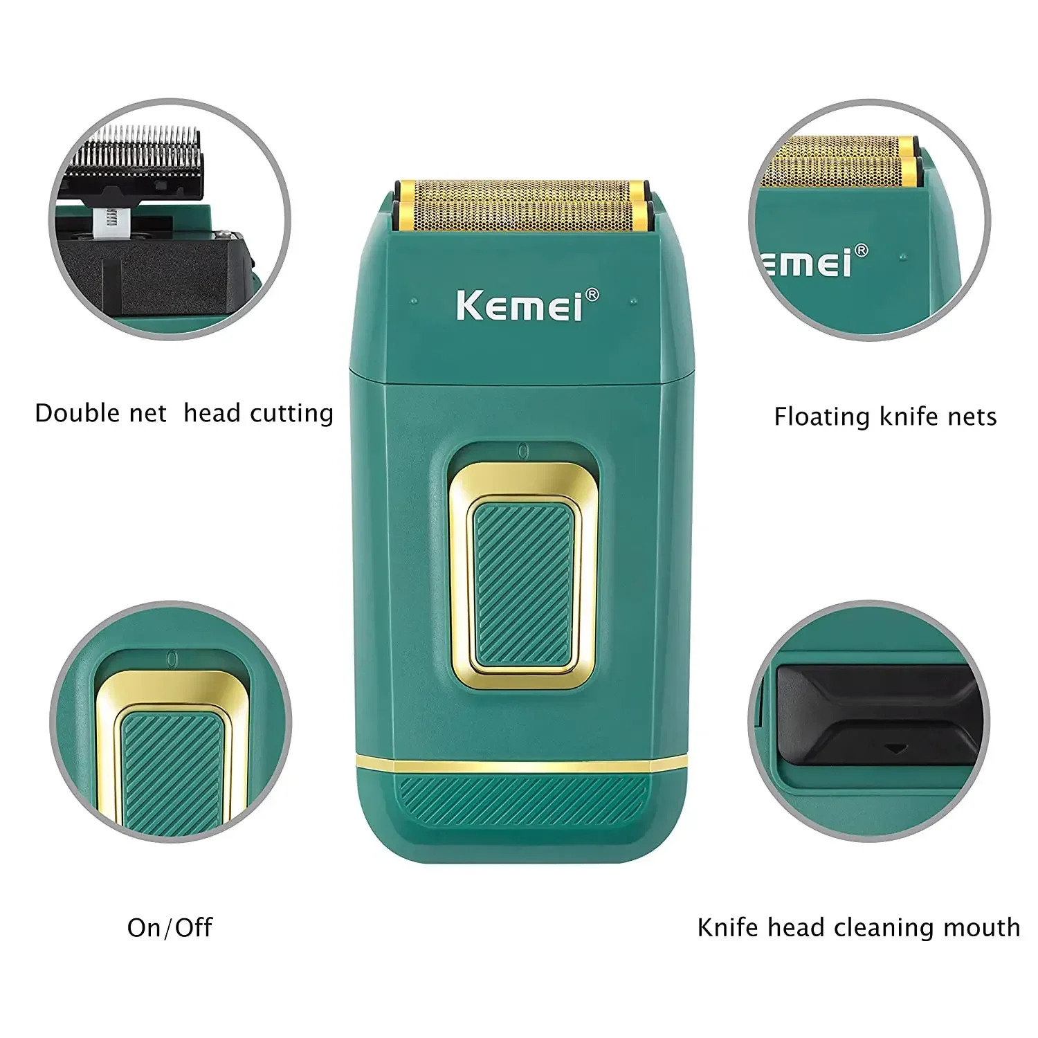 Kemei-ماكينة حلاقة كهربائية أصلع احترافية ، رأس أصلع ، لاسلكي ، قابل لإعادة الشحن ، مقاوم للماء ، تقطيع دقيق ، إغلاق ، حلق ، 2031
