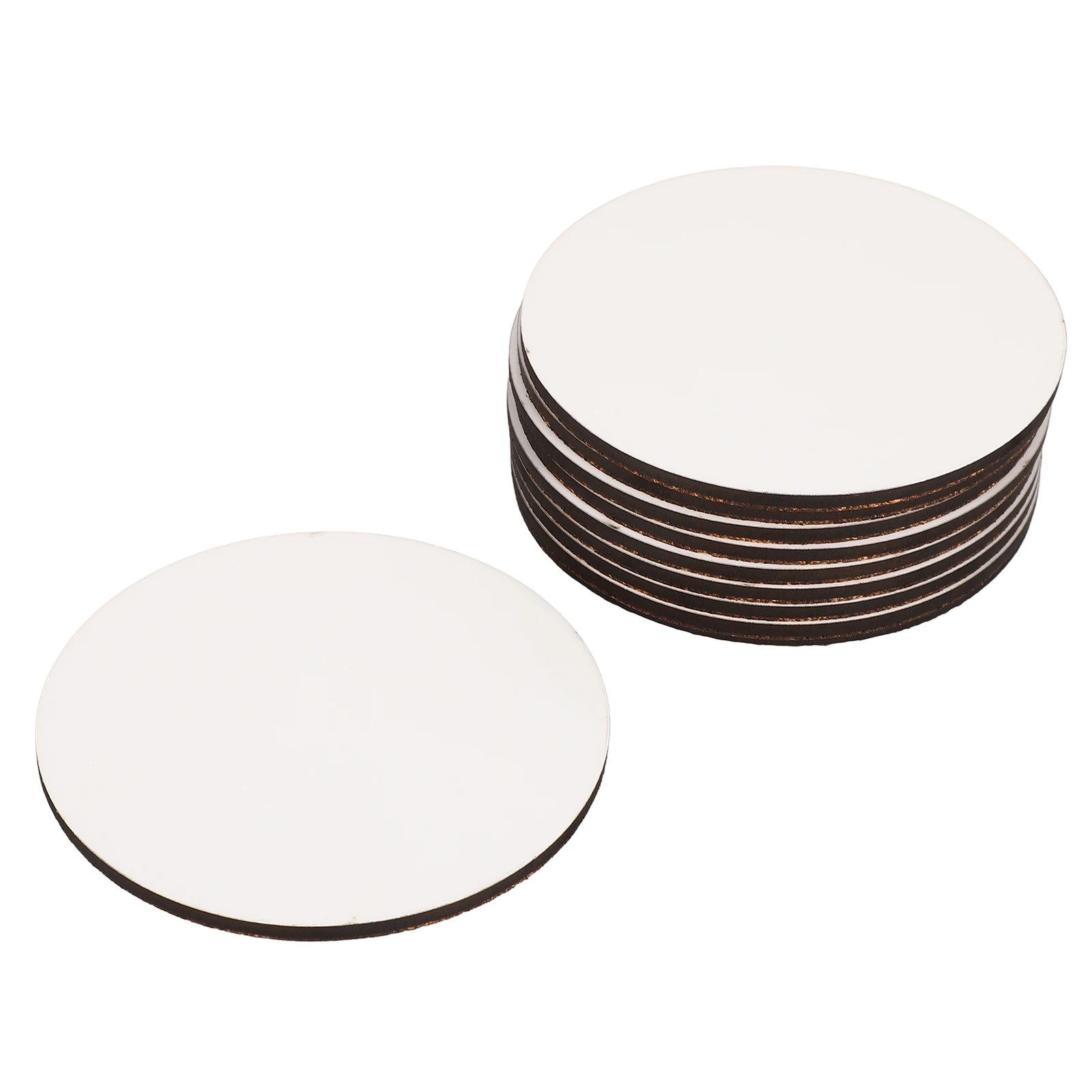 

10 Pcs White Round Coasters Blanks Smooth Surface Anti-scratch DIY Sublimation Craft Supplies Painting Tools Teaching Aids