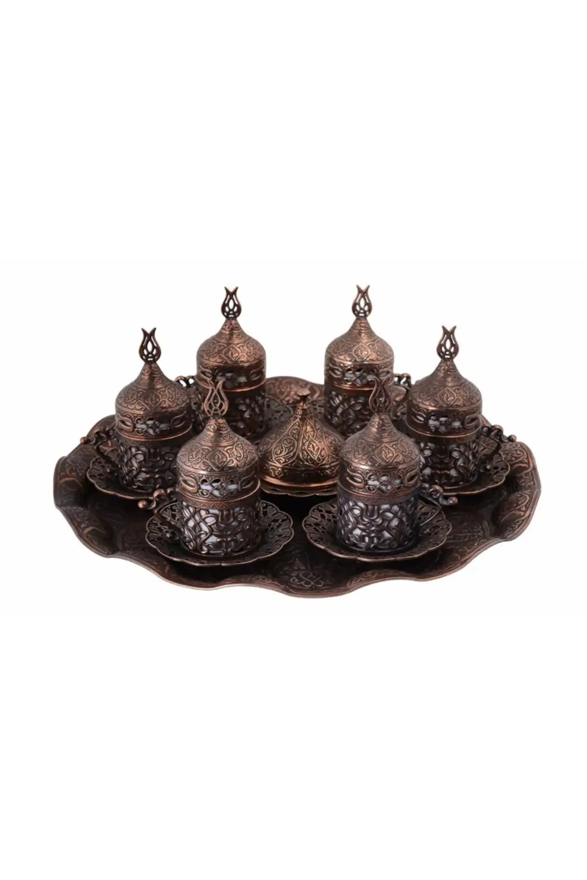 

DOLBOVI ottoman Lale motif turkish coffee set 6 people-antique copper Crst108 handmade espresso cup