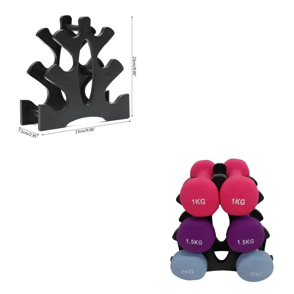 Q39E Dumbbell Rack Stand 3 Tiers Dumbbell Bracket Hand Weight Tower Stand Easy to Use