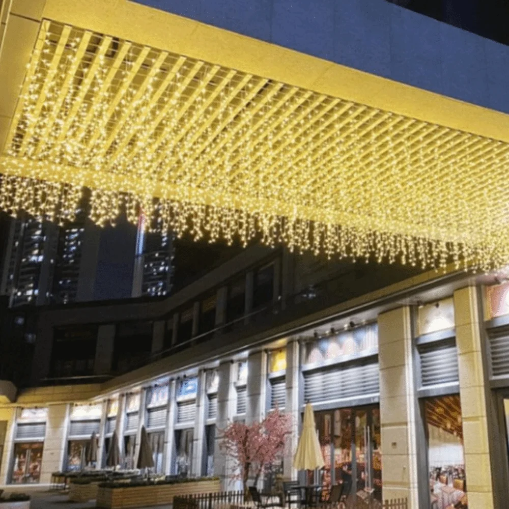 400 LEDs Icicle Lights Low Voltage Energy Saving Curtain String Lights Transparent EU Plug Color Changing Decor Lamp