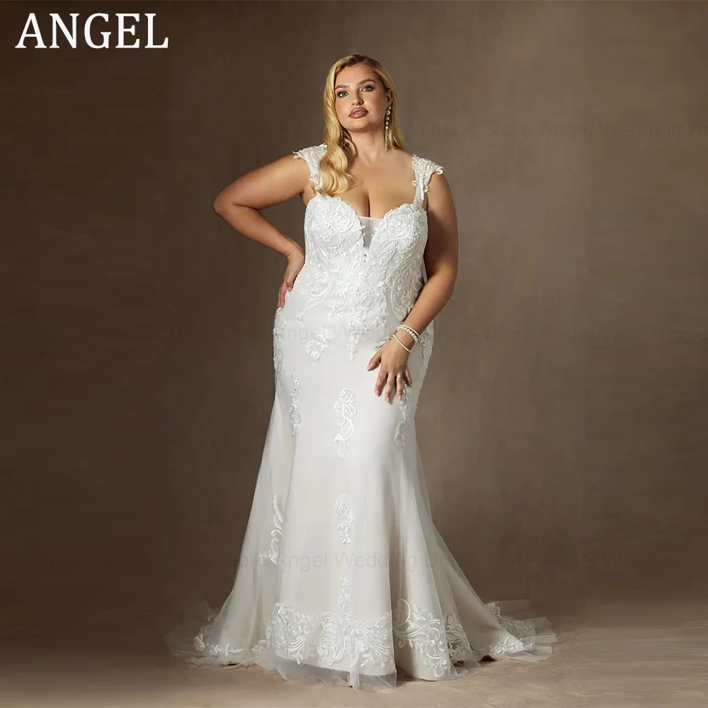 

ANGEL Luxury Plus Size Wedding Dresses for Bride 2025 Customized Mermaid Tulle Lace Applique Long Bridal Gowns Vestidos De Noiva